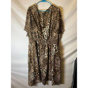 New Animal Cheetah Print Womens Plus Size 3X 24/26 Vneck Dress sexy mob wife